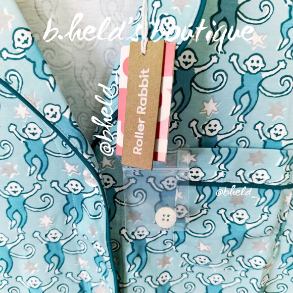 Roller Rabbit Star Monkey Polo Pajamas in Blue Size Small (S) Brand New NWT - Picture 3 of 16